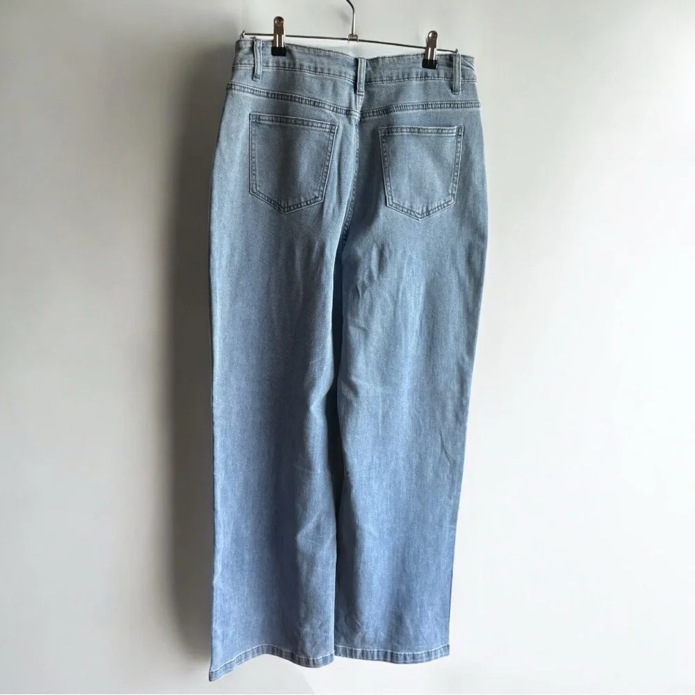 Ettelo Jeans Light Wash Stretch High Rise Straight Size 12 New - Picture 3 of 5